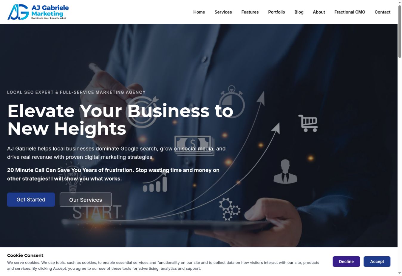 AJ Gabriele Marketing website homepage