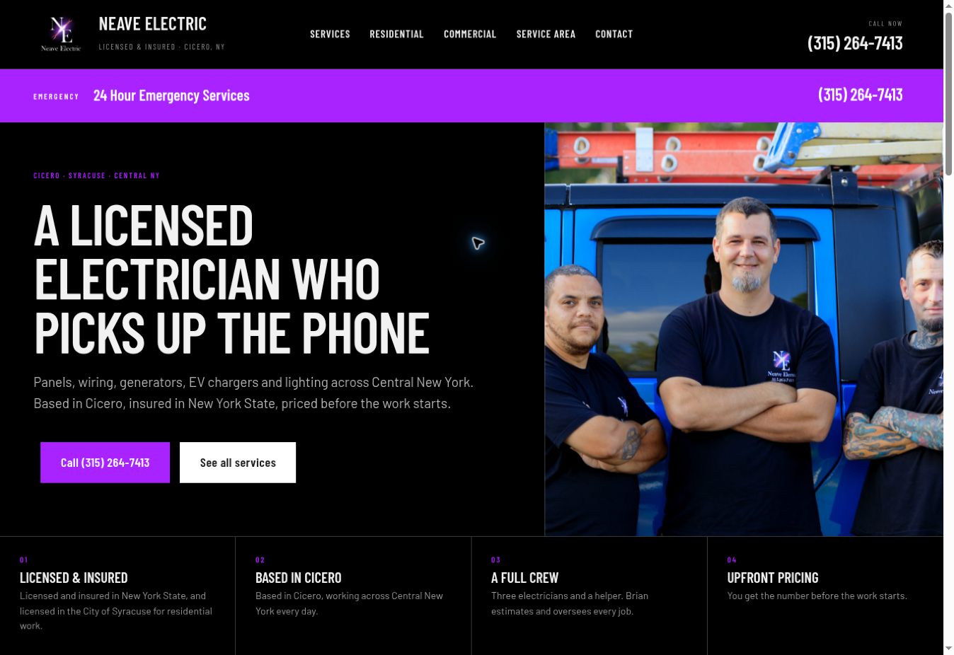 Neave Electric website homepage